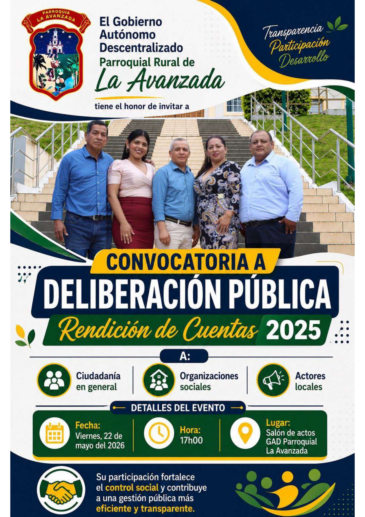 Convocatoria a la Deliberacion publica de Rendicion de Cuentas 2025 GAD LA AVANZADA page-0001